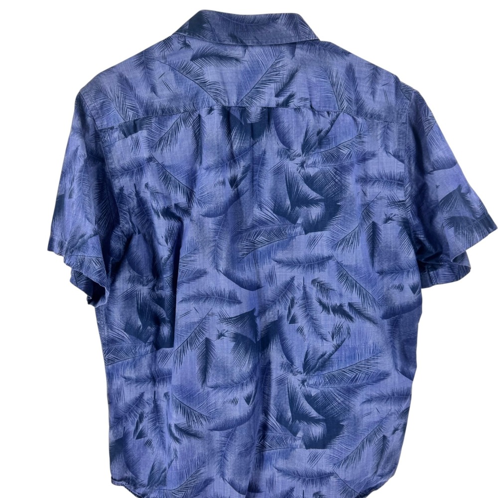 UNTUCKit Mens Large Blue Palm Leaf Print Short Sleeve Cotton Button Down Shirt - Picture 3 of 8